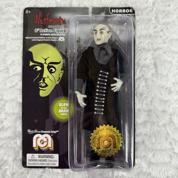 Nosferatu Mego 8" Action Figure Horror Vampire Glow In The Dark New - Picture 1 of 8